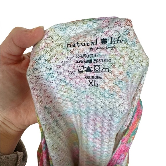 2 Piece Set: Natural Life Mix & Match Waffle Long Johns & Pajama Cami Floral - Picture 6 of 12